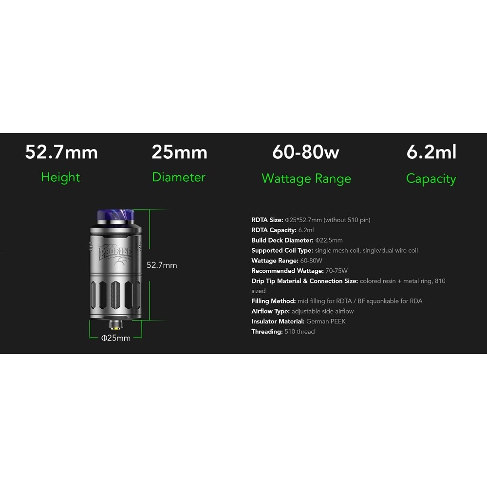 Wotofo Profile RDTA 6.2ml 25mm x Mrjustright1 Stainless Steel